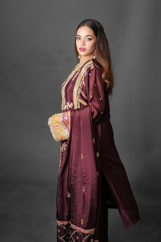 The Exquisite Maroon Plazo Suit for Unforgettable Occasions - 3 Piece Suits - Maroon - PW19003